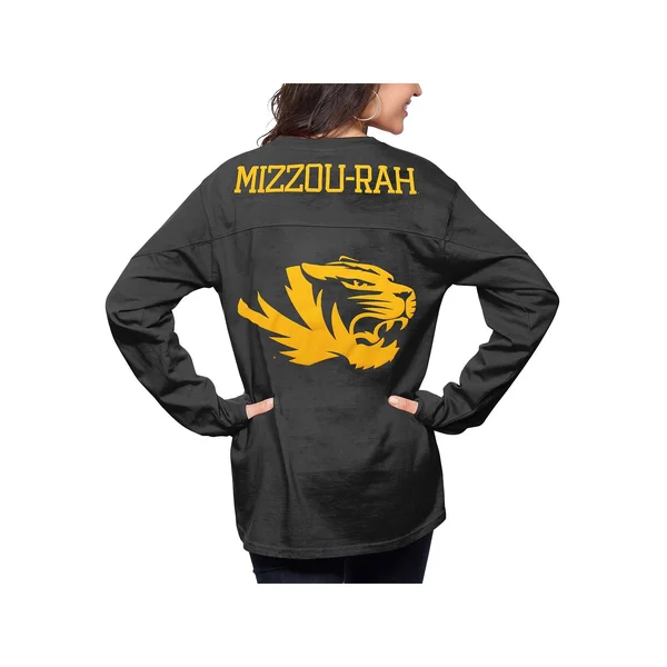 Missouri Tigers Pressbox Women's The Big Shirt Oversized Long Sleeve T-Shirt - Black - Size: Large