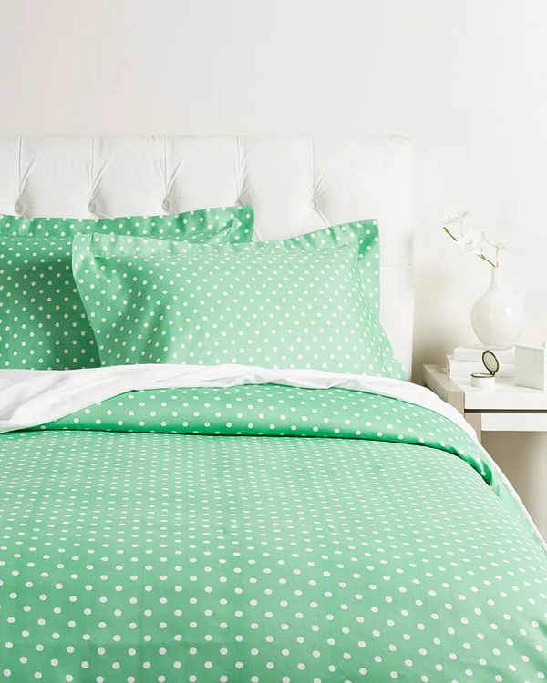 Superior Polka Dot 600-Thread-Count Duvet Cover Set, Cotton Rich, Full/Queen, White