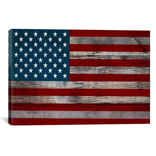iCanvas Flg418-1pc3-18x12 US Constitution - American Flag - Wood Boards Canvas Print
