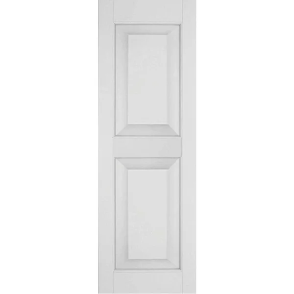 Ekena Millwork 12 in. x 79 in. Exterior Real Wood Pine Raised Panel Shutters Pair Primed