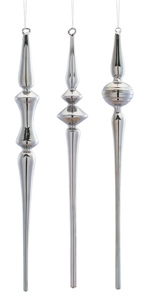 Finial Ornament (Set of 12) 15.5x22H Glass, 1.5 x 1.5 x 15.5