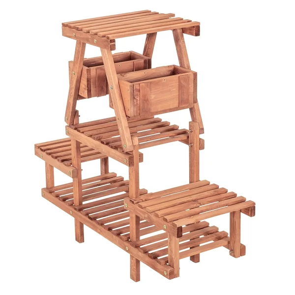 Leisure Season 4-Tier Plant Stand with Pot Holders - Brown