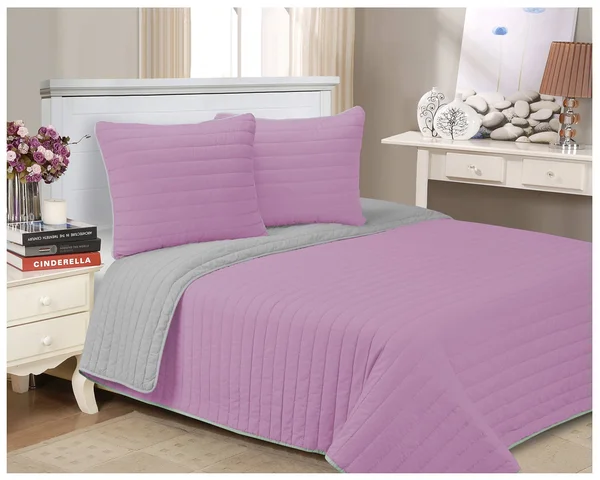 Superior 100% Cotton - Soft, Full/Queen, Brandon Striped Quilt Set, Lavender