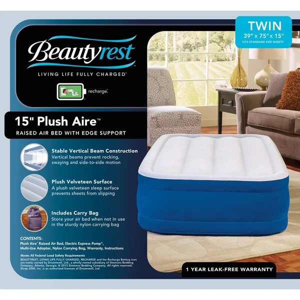 Simmons Beautyrest Plushaire 15 inch Twin-size Express Air Mattress