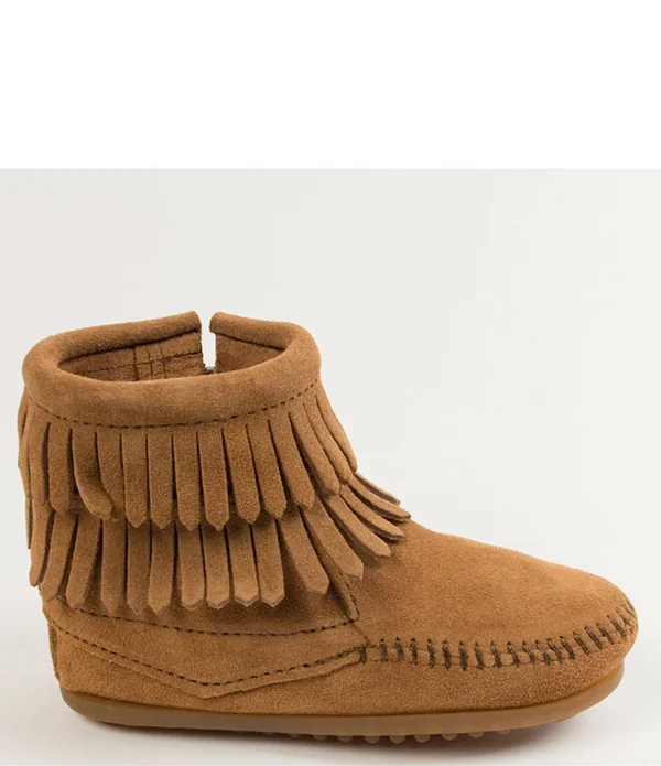 Minnetonka Toddler Girls Double Fringe Side Zip Boot - Purple