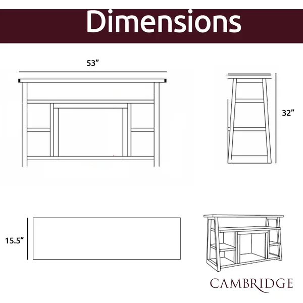 Cambridge 32-in. Sawyer Industrial Electric Fireplace Mantel with Deep Crystal Display and Color Changing Flames, Mahogany, CAM5