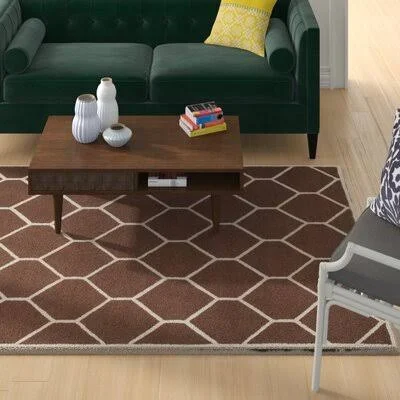Wrought Studio Martins Hand-Tufted Wool Dark Brown Area Rug - Size: Rectangle 6' x 9'