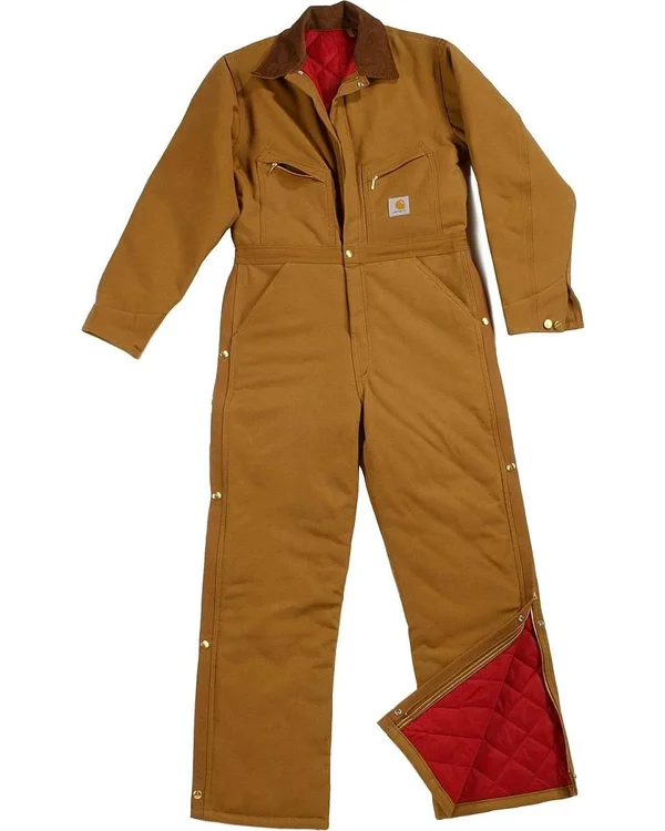 Carhartt Quilt-Lined Duck Coverall - Brown, Size 34