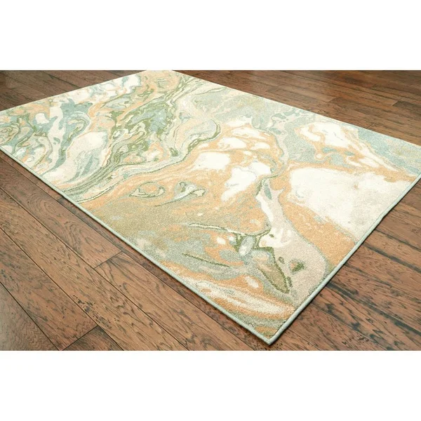 Style Haven Organic Abstract Rust/Teal Area Rug - 7&10x22 x 10&10x22 7&10x22x10&10x22