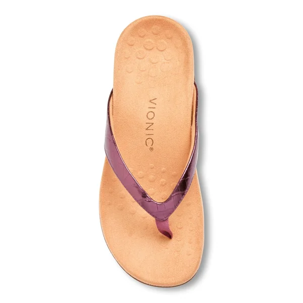 Vionic Dillon Women's Toe-Post Supportive Sandal Berry Croc - 8 Medium