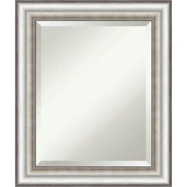 Amanti Art 21x22 x 25x22 Salon Framed Wall Mirror in Silver