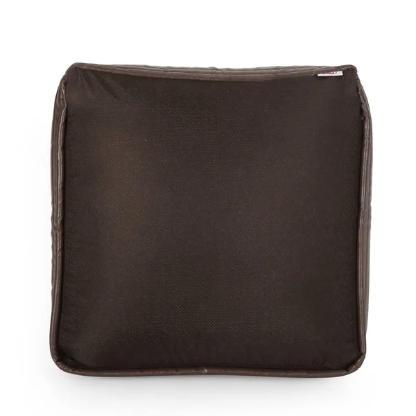 Baddow Contemporary Faux Leather Channel Stitch Rectangular Pouf Brown - Christopher Knight Home