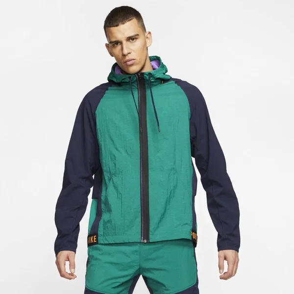 Nike Mens Activewear Jacket Green 2XL Dri Fit Colorblock Windbreaker