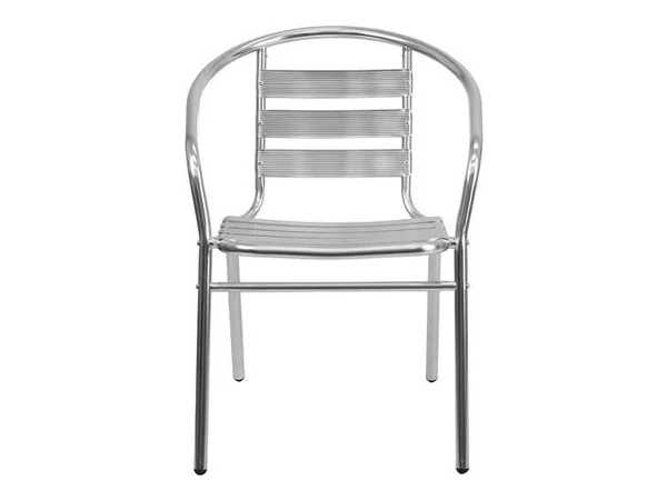 Flash Furniture 4-Pack Aluminum Commercial Indoor-Outdoor Restaurant Stack Chair with Triple Slat Back
