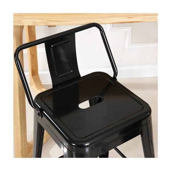 BELLEZE Asher 30x22 Bar Stools Low Back (Set of 4) Gunmetal, #aeaeae