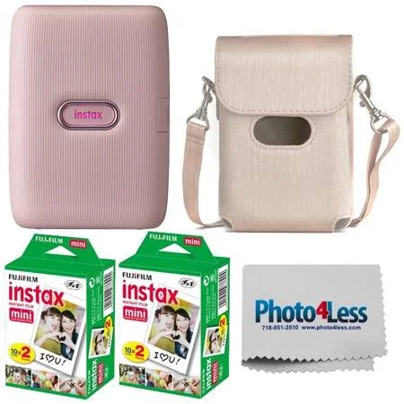 Fujifilm Instax Mini Link Smartphone Printer Dusty Pink - 40 Exposures, Case