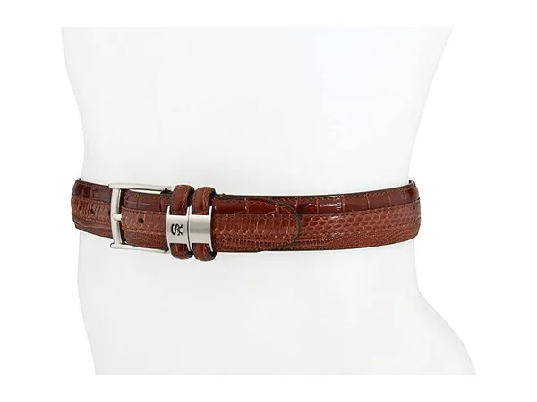 Stacy Adams 35mm Cognac Tri-Leather Embossed, Croc, Lizard, Snake Belt - Tan - 38