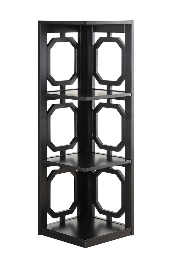 Convenience Concepts S20-203 Omega Black 3-Tier Corner Bookcase