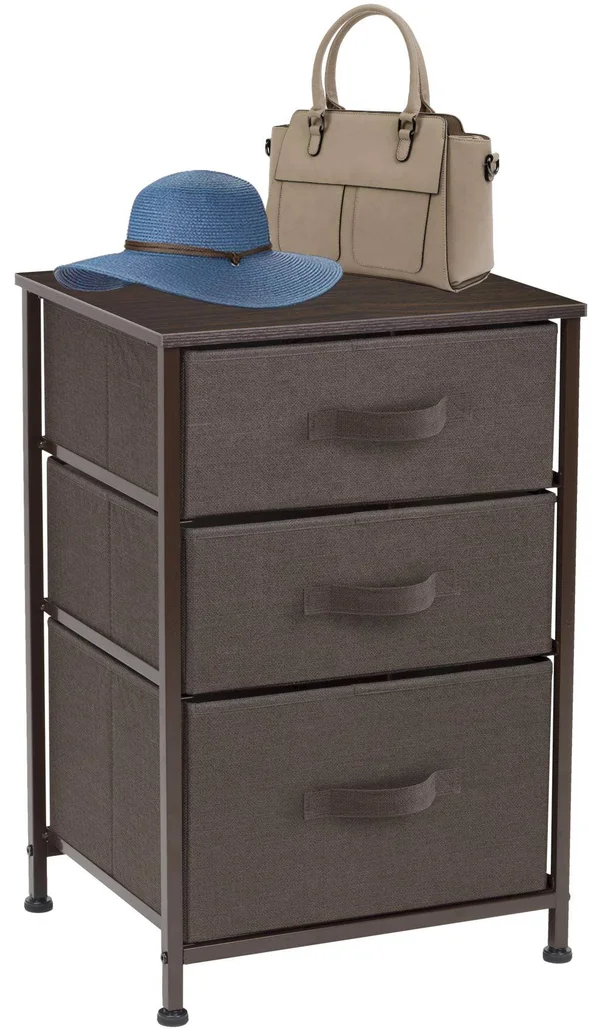 3-Drawer Nightstand End-Table - Brown