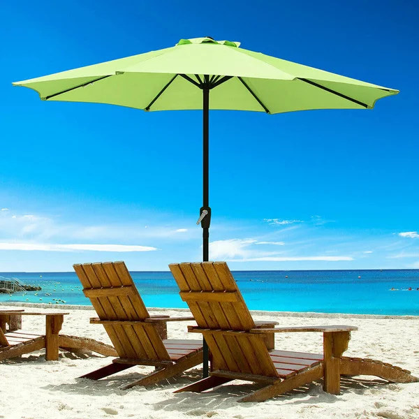 9 ft Metal Patio Umbrella Tilt Cranked 8 Ribs Outdoor Market Table Umbrella