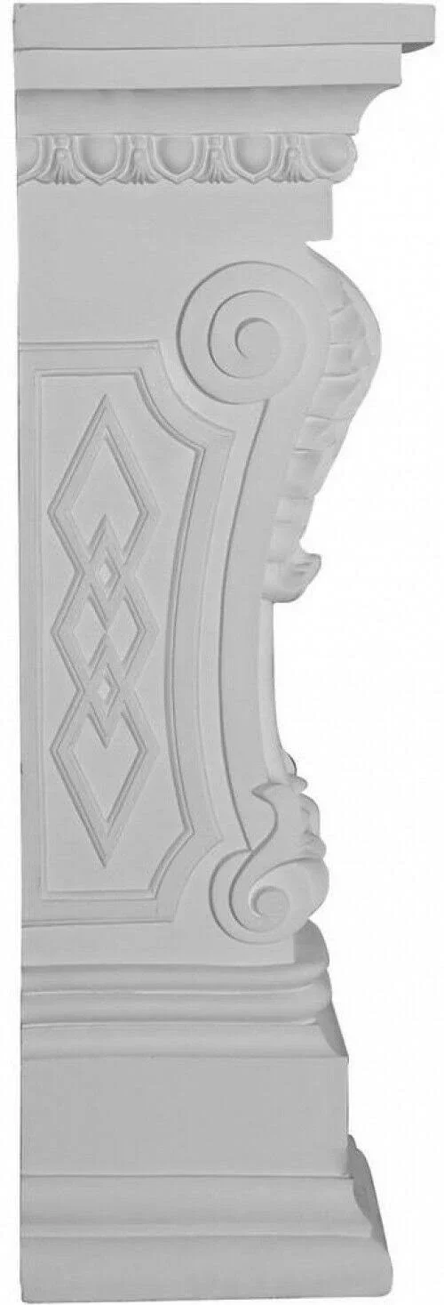 Ekena Millwork Scroll Leaf 34 5/8x22H x 9 7/8x22W x 11 1/8x22D Surround - 9.87 x 11.13 x 34.63 in