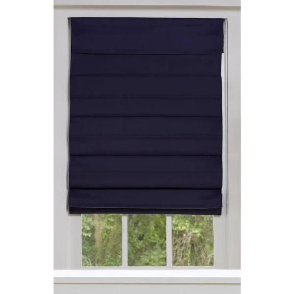 Allen + Roth 46-in x 72-in Midnight Blue Blackout Cordless Roman Shade Cotton, RBONV460720