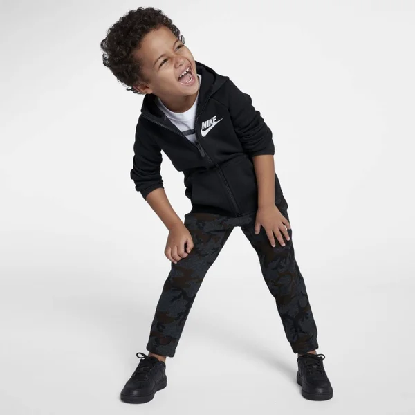 Nike Sportswear Tech Fleece Little Kids& Full-Zip Hoodie in Black, Size: 4, 86E312-023