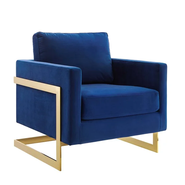 Modway Posse Performance Velvet Accent Chair - Gold Navy