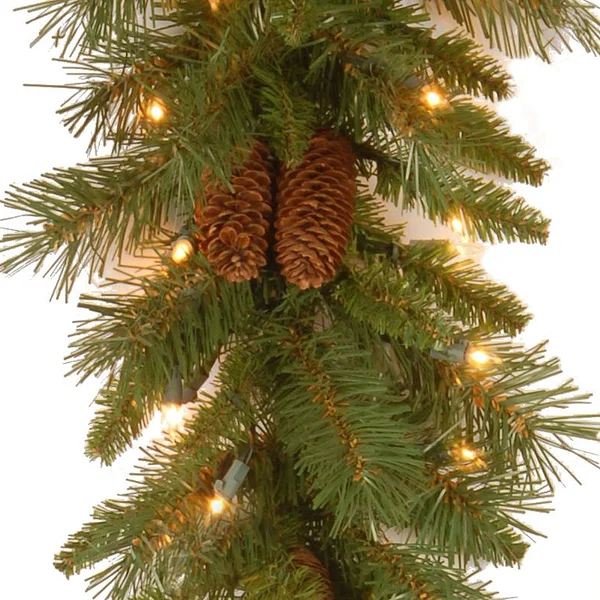 9' Pre-Lit Medium Pine Artificial Christmas Garland - Clear Lights