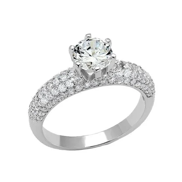 Silver CZ Engagement Ring for Women by Blue Steel - Size 10