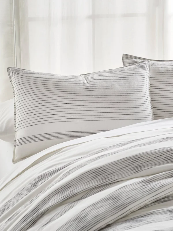 Dkny Pure Woven Stripe Duvet - Full/Queen, Ivory/ Black