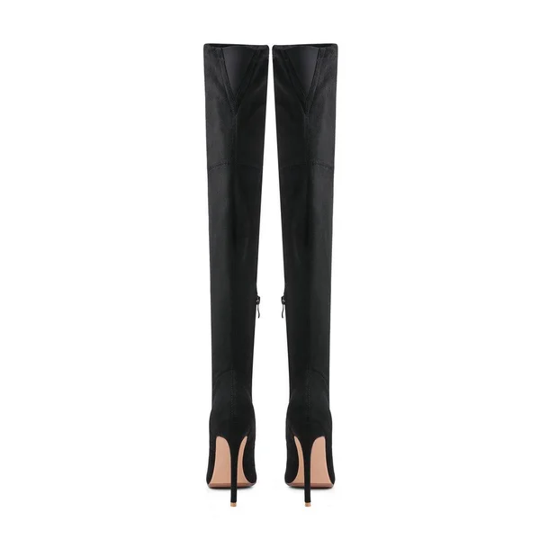 Black Women's Dress Pull-On Boots Stretch Over-The-Knee Boots Size 9