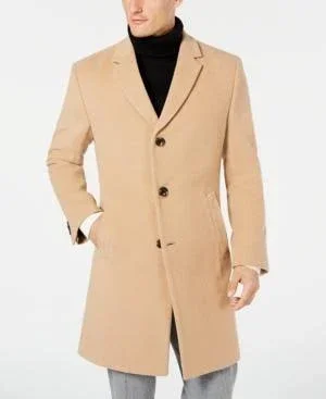 Nautica Men's Barge Classic Fit Wool/Cashmere Blend Solid Overcoat - Grey