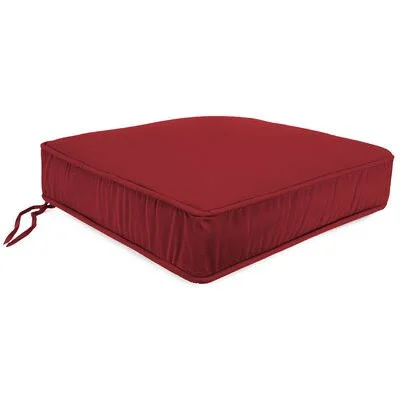 Outdoor Boxed Edge Deep Seat Cushion- Medford Cherry Wade Logan Fabric: Red