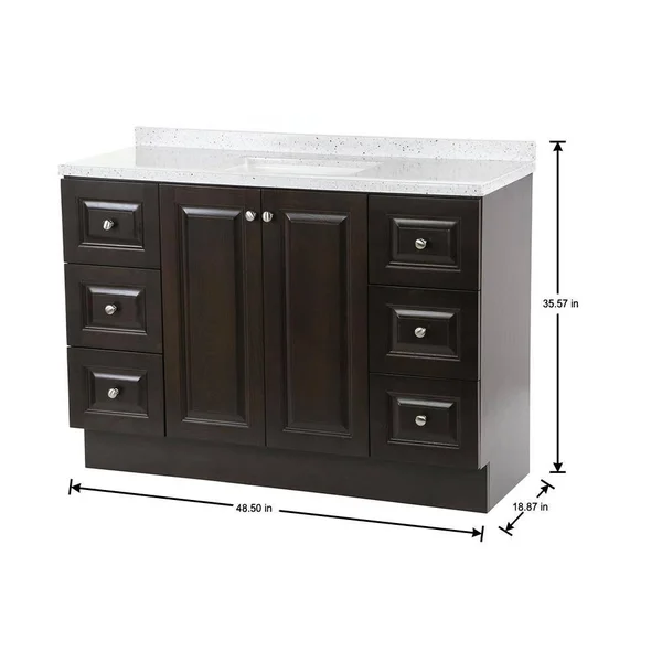 Glacier Bay Northwood 49 in. W x 19 in. D Vanity in Dusk with Solid Surface Vanity Top in Silver Ash with White Sink