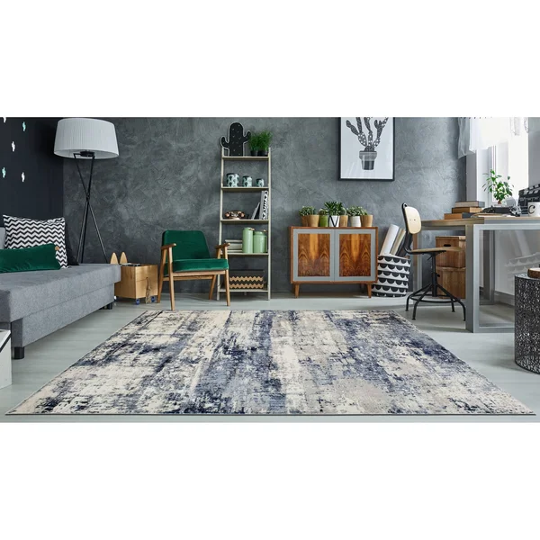 Noori Rug Lagoon Don Abstract Rug - 3&3x22 x 5&3x22 - Beige/Navy