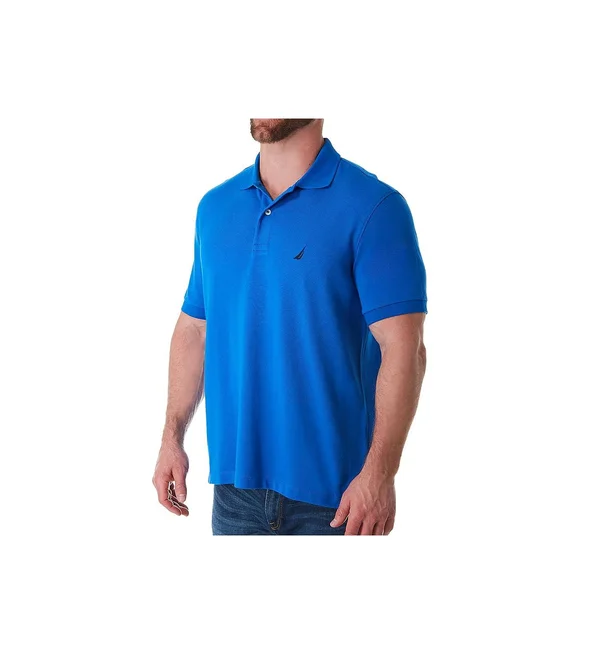 Nautica Men's Short Sleeve Solid Cotton Pique Polo Shirt