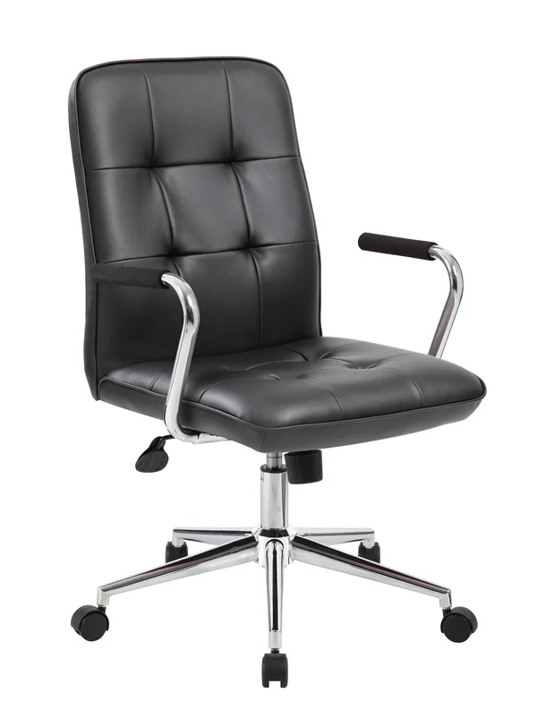 Boss B331-BK Modern Office Chair - chrome Arms, Black