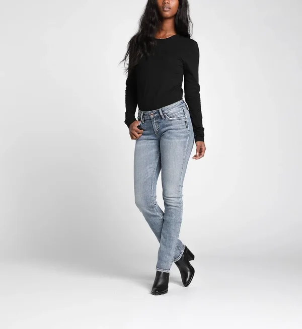 Silver Jeans Co. Women's Suki Curvy Fit Mid-Rise Straight Leg