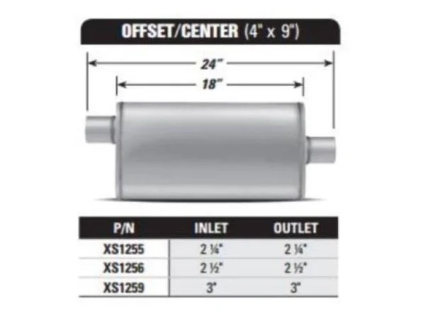 AP Exhaust Products Xs1256 Muffler - Xlerator Stainless Steel - Oval-o/c, 24in OAL, 2.50in