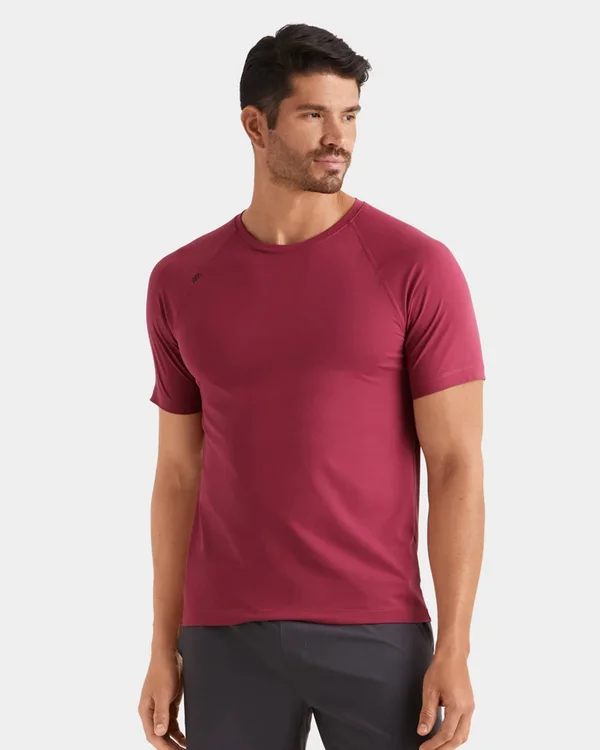 Rhone Reign Performance Short-Sleeve Tee, Mens, L, Rhododendron