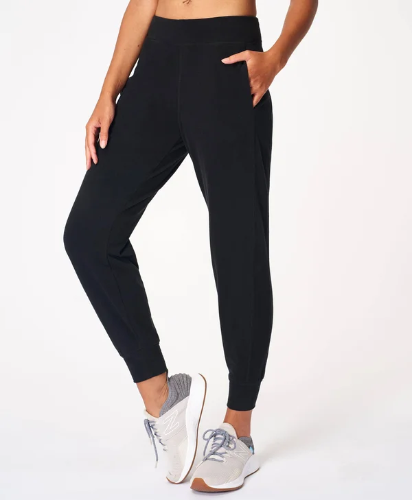 Sweaty Betty Gary Luxe Fleece Sweatpants, Black, Women's Large