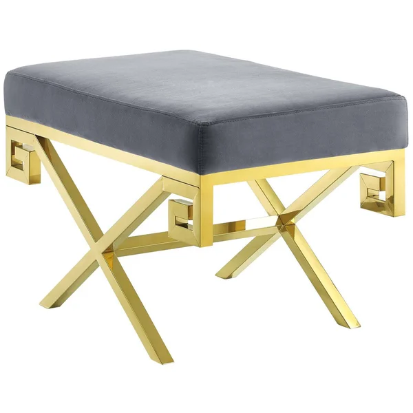 Modway Gold Gray Rove Velvet Bench