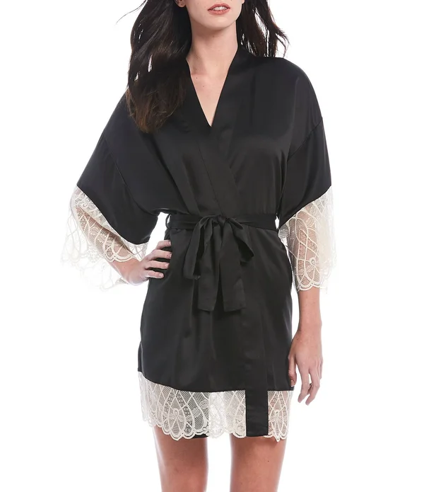 Flora Nikrooz Gabby Kimono Robe - Medium, Black