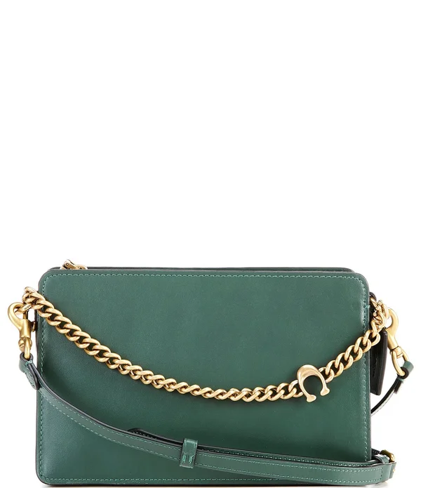 Coach 78801 Refined Calf Leather Signature Chain Crossbody Bag - Everglade