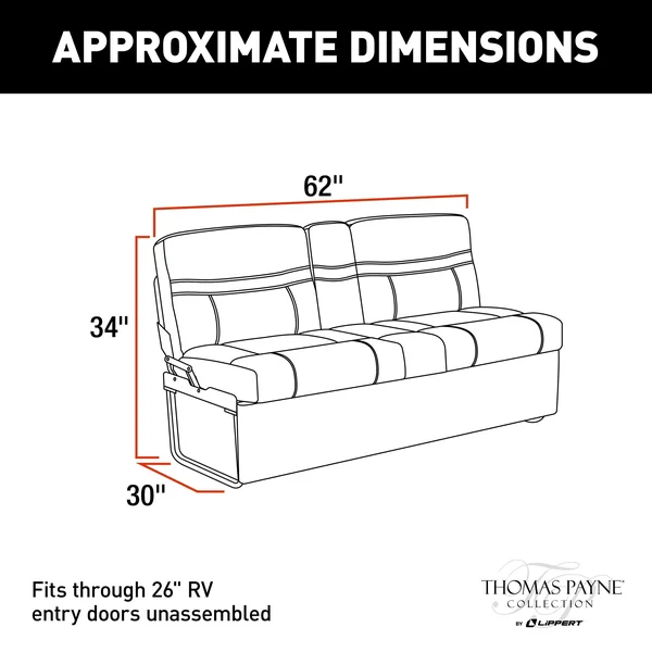 Thomas Payne 62x22 Jackknife Sofa - Cobble Creek