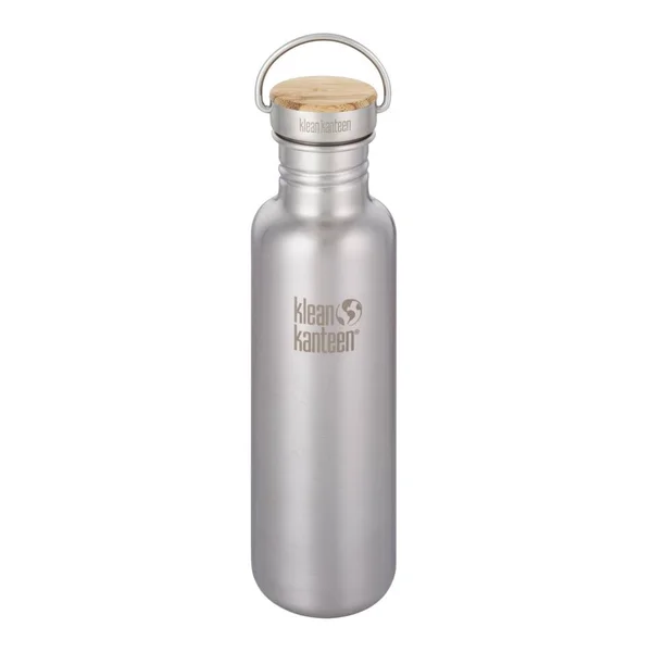 Klean Kanteen 800 ml, 27 oz Kanteen Reflect (Bamboo Cap)-BS - Brushed Stainless - One Size - Unisex