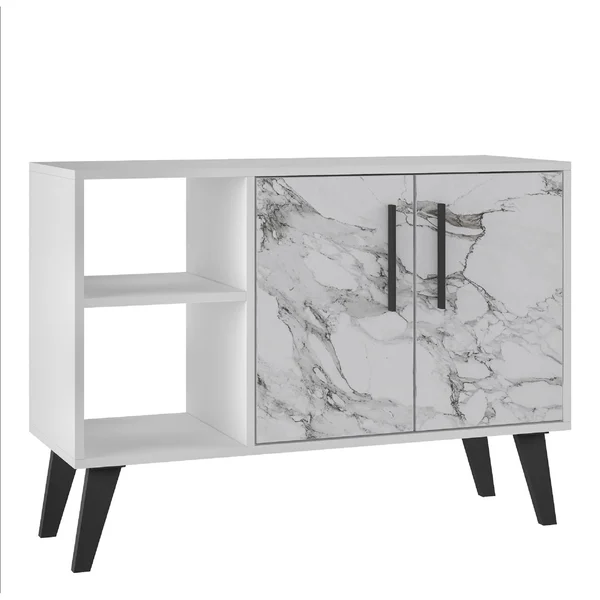 Manhattan Comfort Amsterdam 35.43x22 Sideboard in White Marble