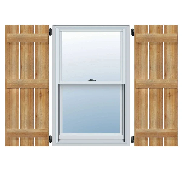 Ekena Millwork RBS06S17X081RWR 17 1/8x22W x 81x22H TimberCraft Three 5 3/8x22 Boards Spaced Board-n-Batten Shutters, Rough Sawn