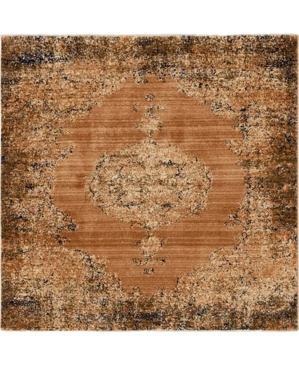 Unique Loom Dorchester 4& Square Area Rug in Light Brown